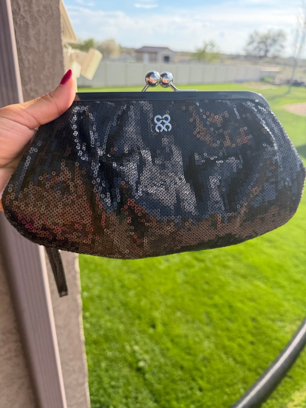 Coach Black Sequin Kiss-Lock Wristlet Clutch - Picture 11 of 14
